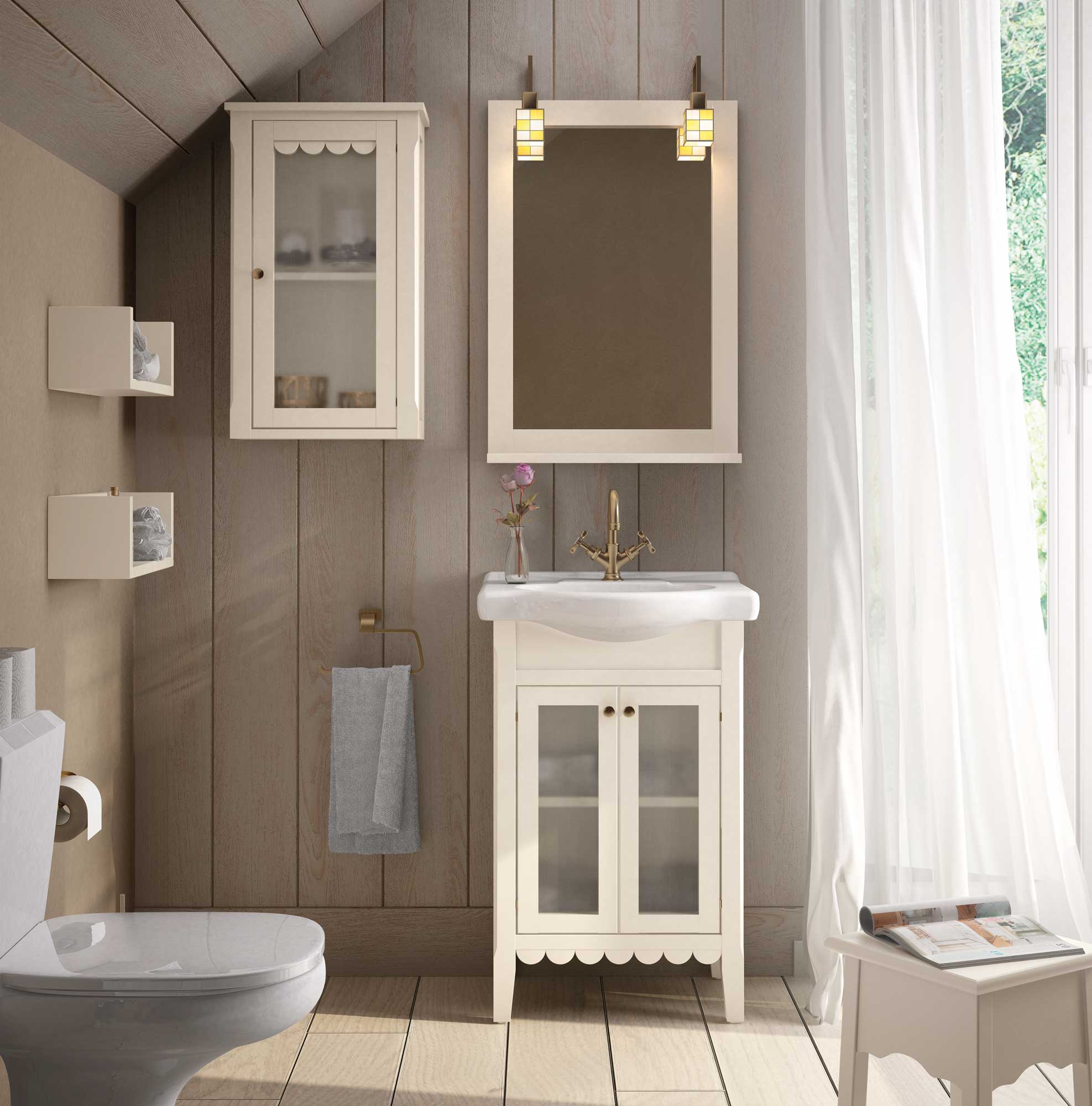 Mueble rustico para la pila de lavamanos, baños rusticos vintage
