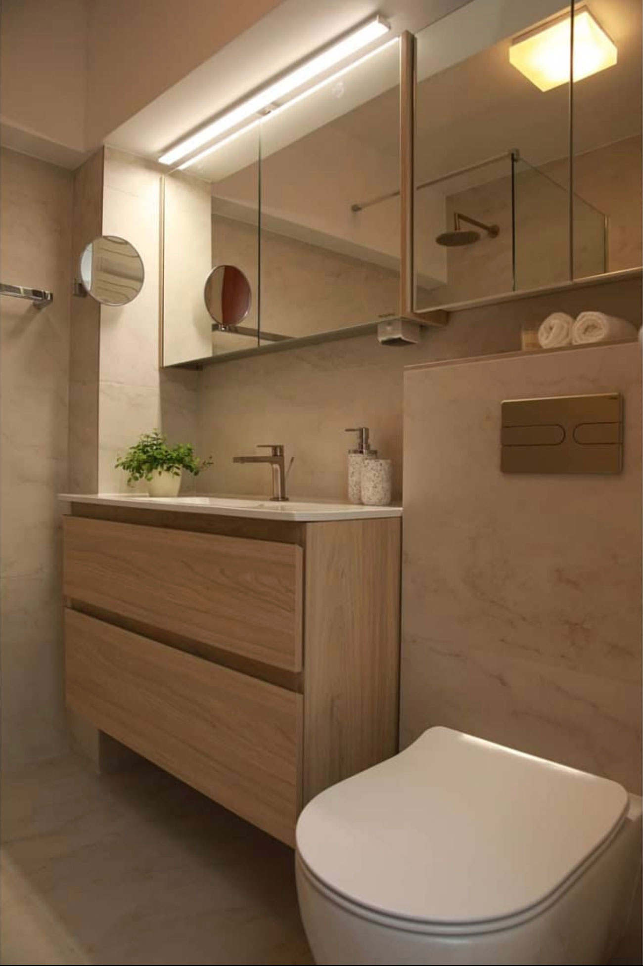 Mueble pequeño de cuarto de baño suspendido 50 cm de teca maciza Retro