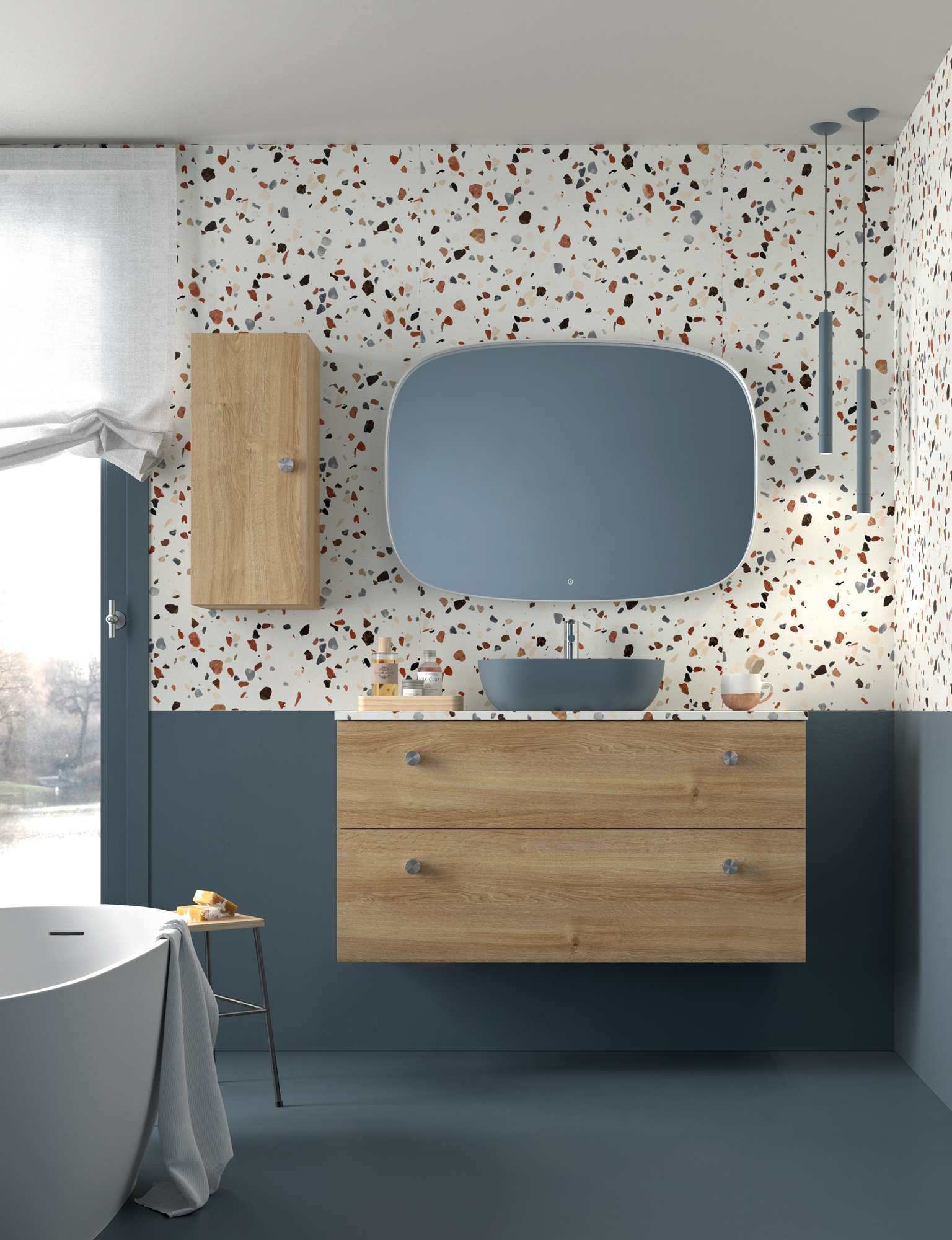 Conjunto mueble baño con lavabo Carmen madera n5 Avila Dos — Azulejossola