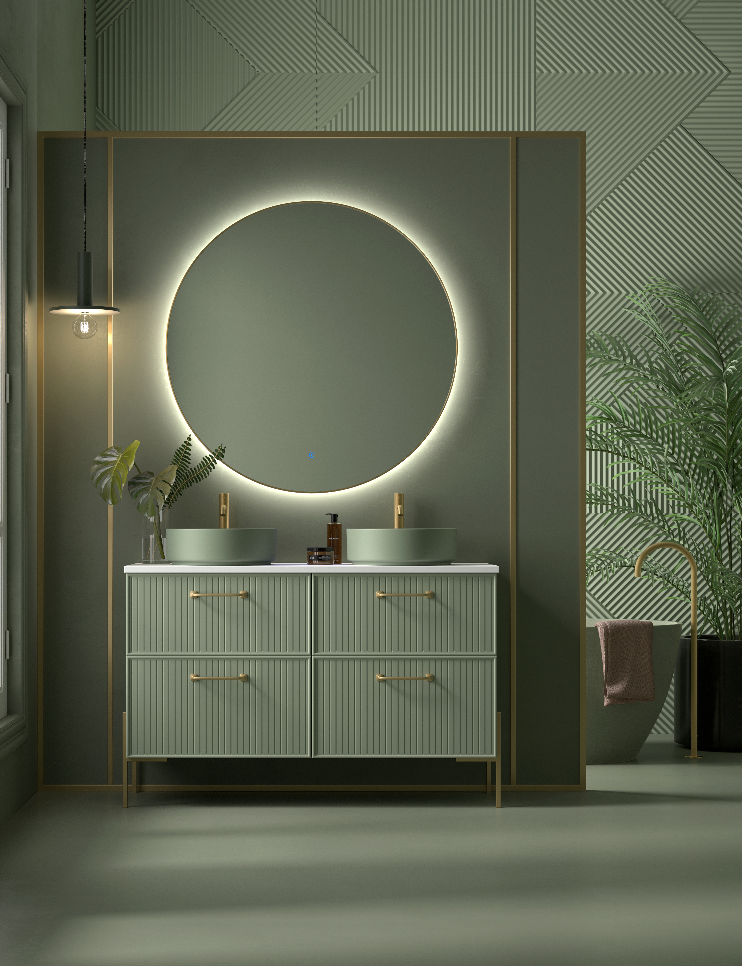 Mueble de baño de la Colección Blanca con frentes combinados y diseño versátil.