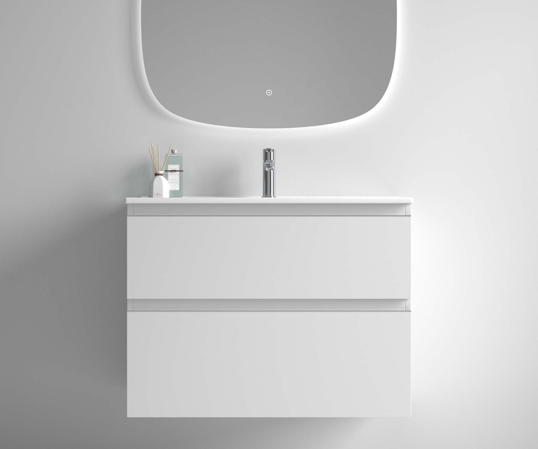 017C_Avila2 Tir_INCLINADO Alum_R Mueble de baño de dos cajones lisos con diseño minimalista – Avila Dos.