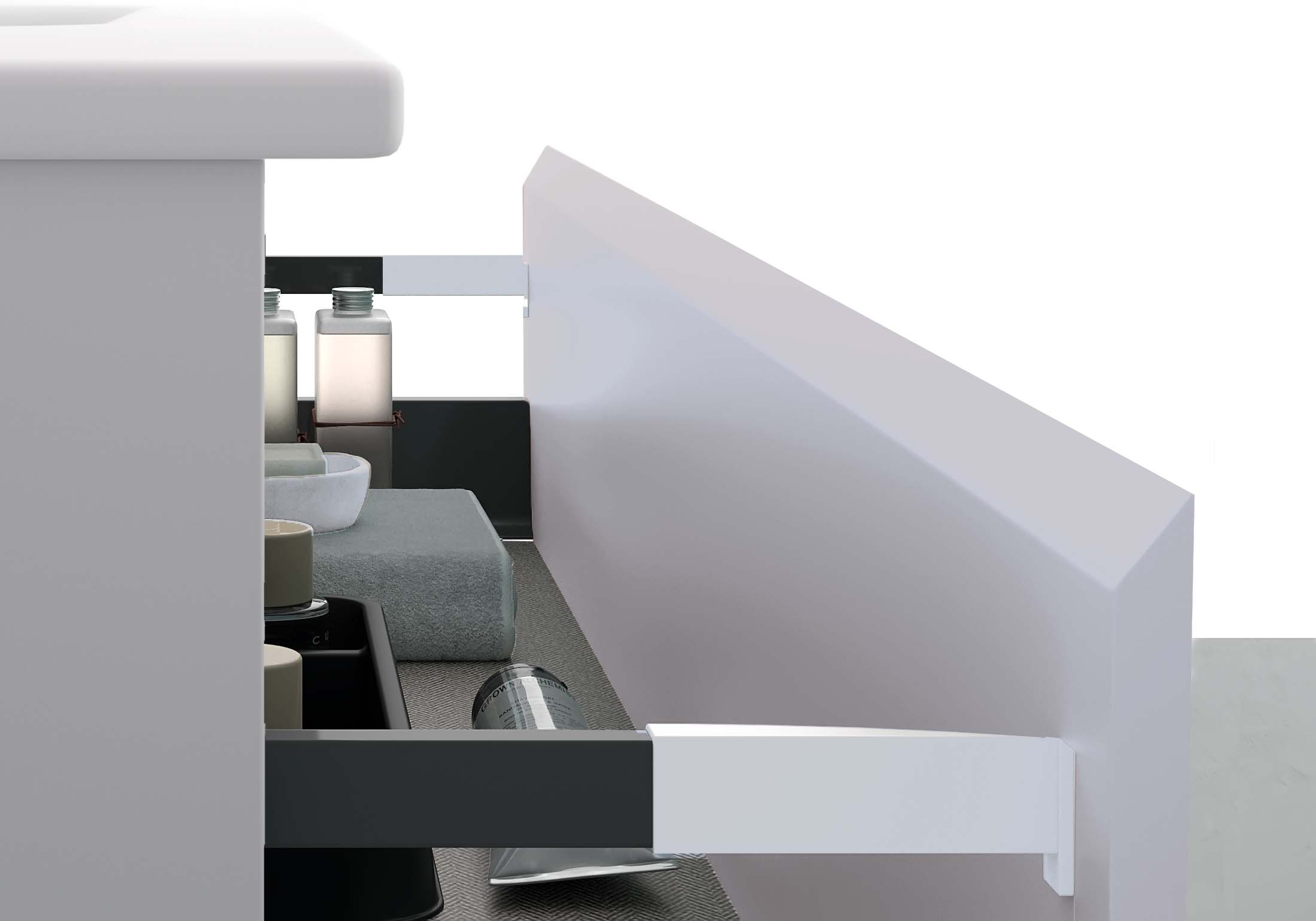 Tirador integrado Uñero 21 con diseño minimalista para muebles de baño – Avila Dos.