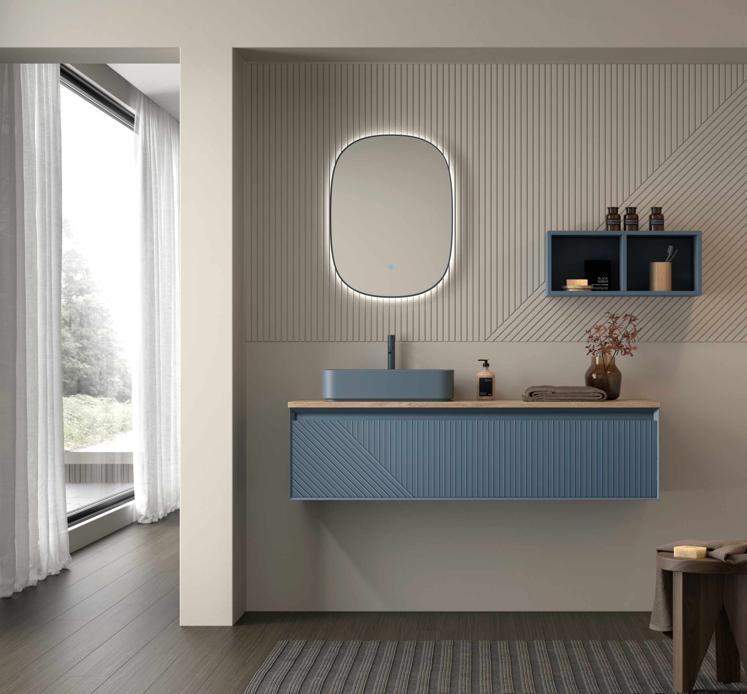 Mueble de baño moderno de la colección Novus de Avila Dos, con líneas elegantes, acabado natural y diseño minimalista que combina funcionalidad y estilo contemporáneo.
