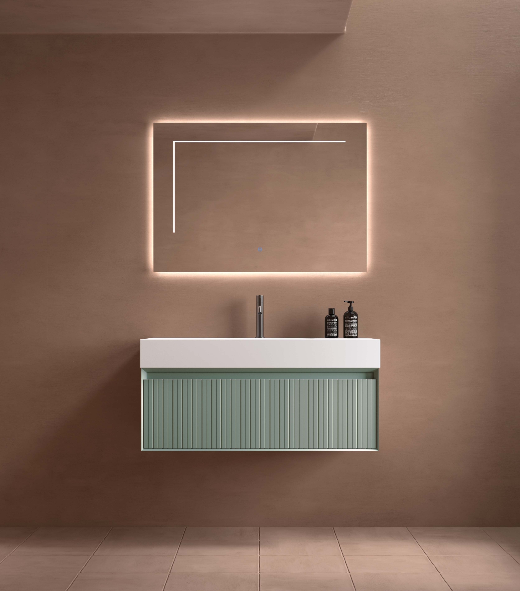 Mueble de baño moderno de la colección Novus de Avila Dos, con líneas elegantes, acabado natural y diseño minimalista que combina funcionalidad y estilo contemporáneo.