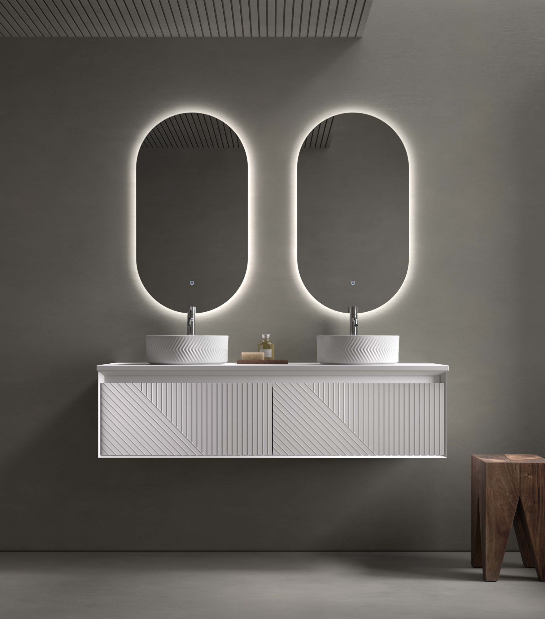 Mueble de baño moderno de la colección Novus de Avila Dos, con líneas elegantes, acabado natural y diseño minimalista que combina funcionalidad y estilo contemporáneo.