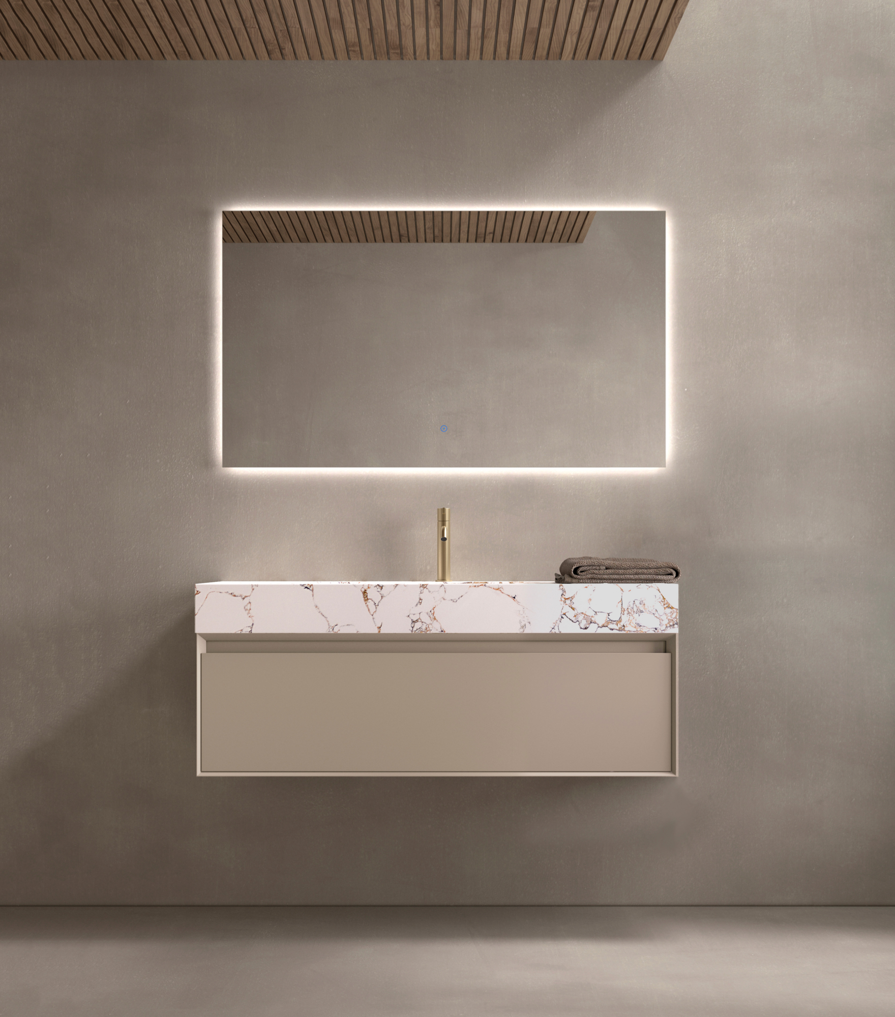 Mueble de baño moderno de la colección Novus de Avila Dos, con líneas elegantes, acabado natural y diseño minimalista que combina funcionalidad y estilo contemporáneo.