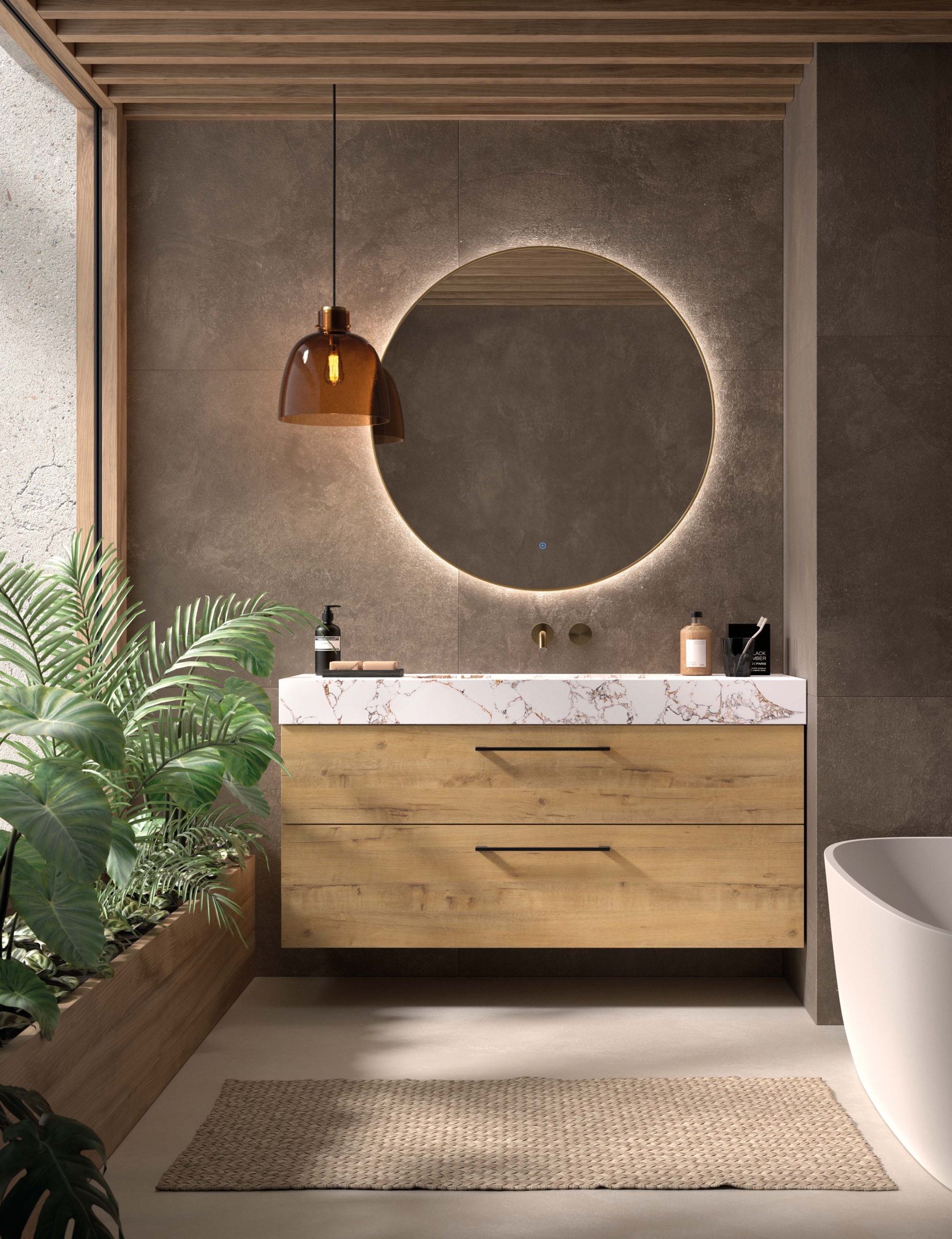 Mueble de baño laminado con dos cajones resistentes y diseño contemporáneo – Avila Dos.