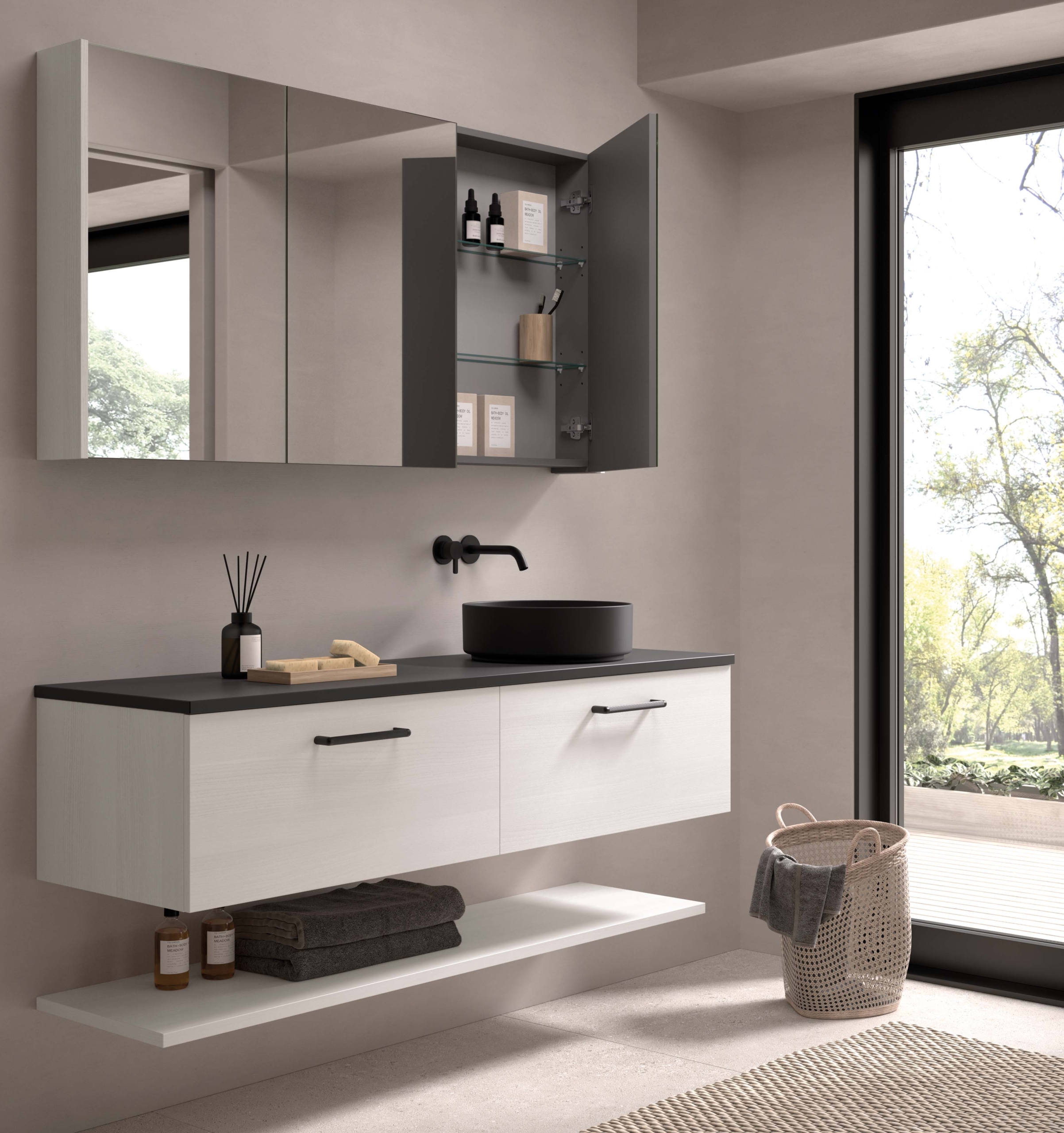 Mueble de baño laminado con dos cajones de diseño moderno – Avila Dos.