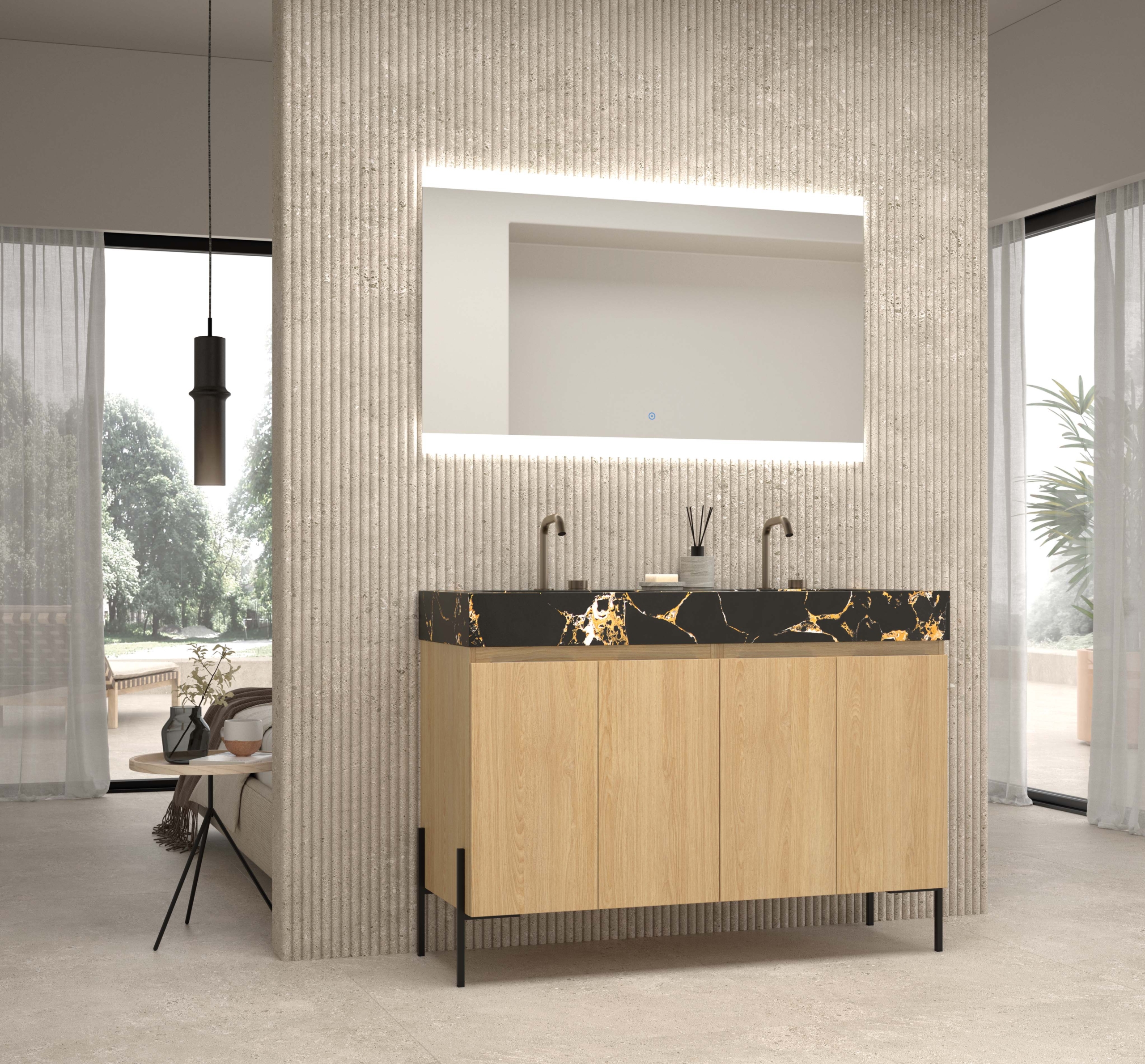 Mueble de baño laminado de cuatro puertas de la colección Advance, con amplio espacio interior – Avila Dos.