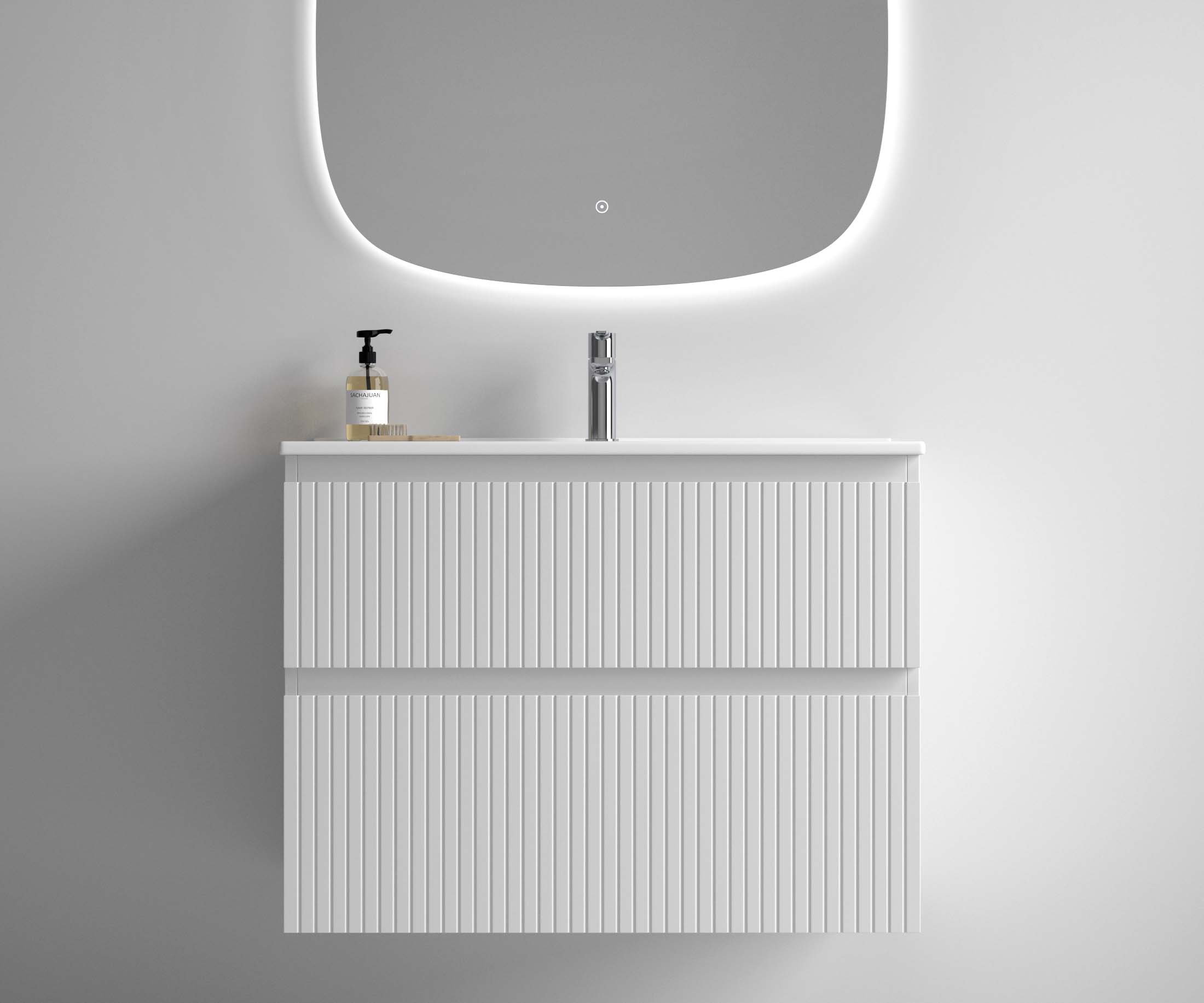 Mueble de baño de dos cajones con rayado Twin en acabado moderno – Avila Dos.
