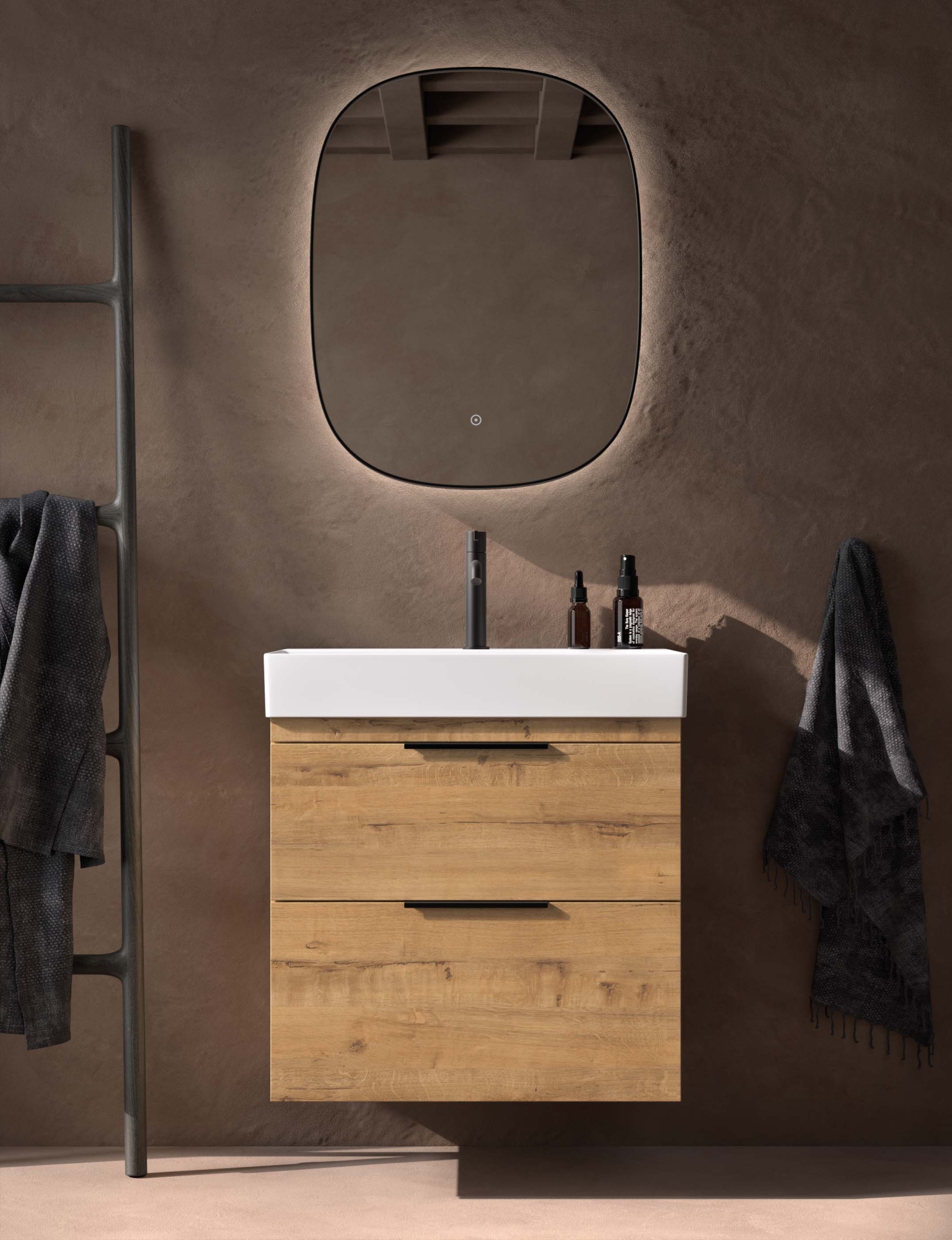 Elena | Lavabo ONE – 60 cm – 2 cajones – Color 18 – Tirador Way Mueble de baño Elena Lavabo ONE 60 cm color 18 con dos cajones y tirador Way.