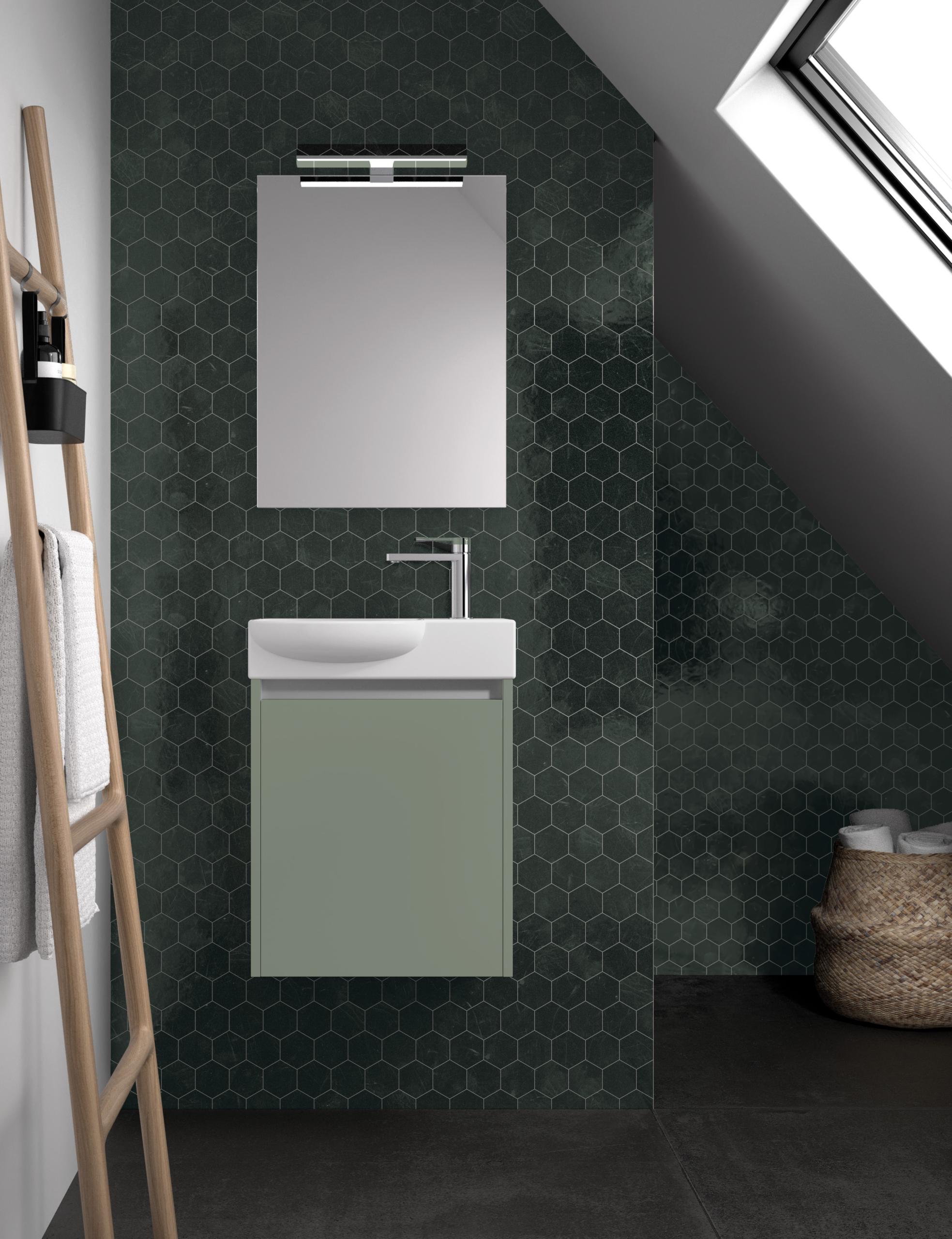 Muebles de baño Colección Slim, diseño compacto y moderno.