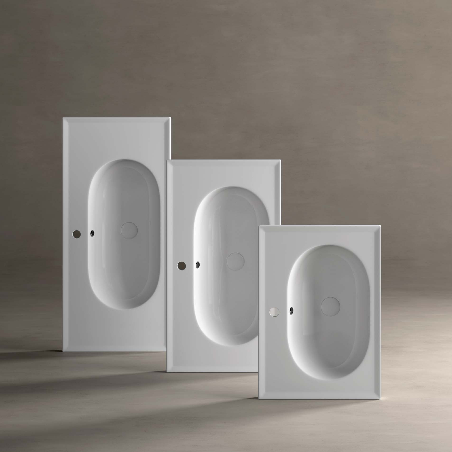 LAVABOS THREE Lavabo THREE de porcelana en cerámica alpina disponible en 65, 85 y 100 cm.