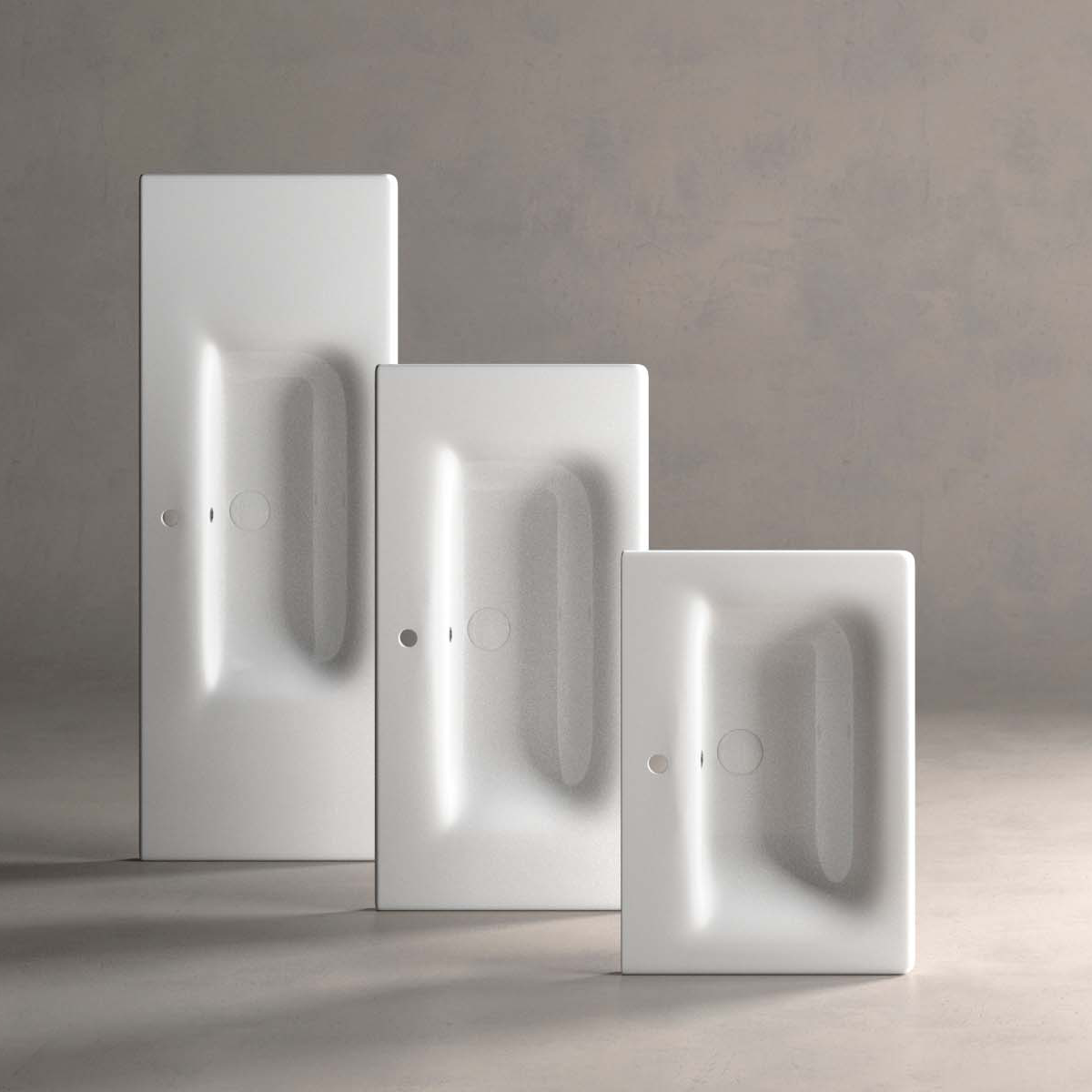 LAVABOS TWO Lavabo TWO de porcelana en cerámica alpina disponible en 65, 90 y 120 cm.