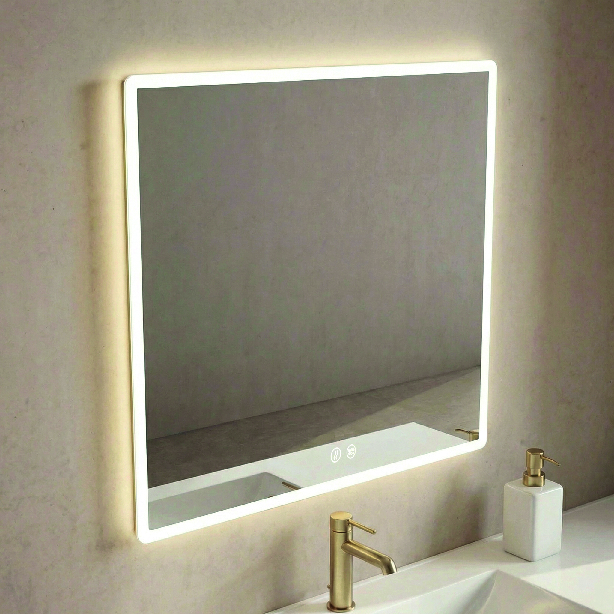 Arenado Curvo LED: diseño elegante con esquinas curvas R20, iluminación uniforme y tecnología táctil para una experiencia más cómoda y moderna.