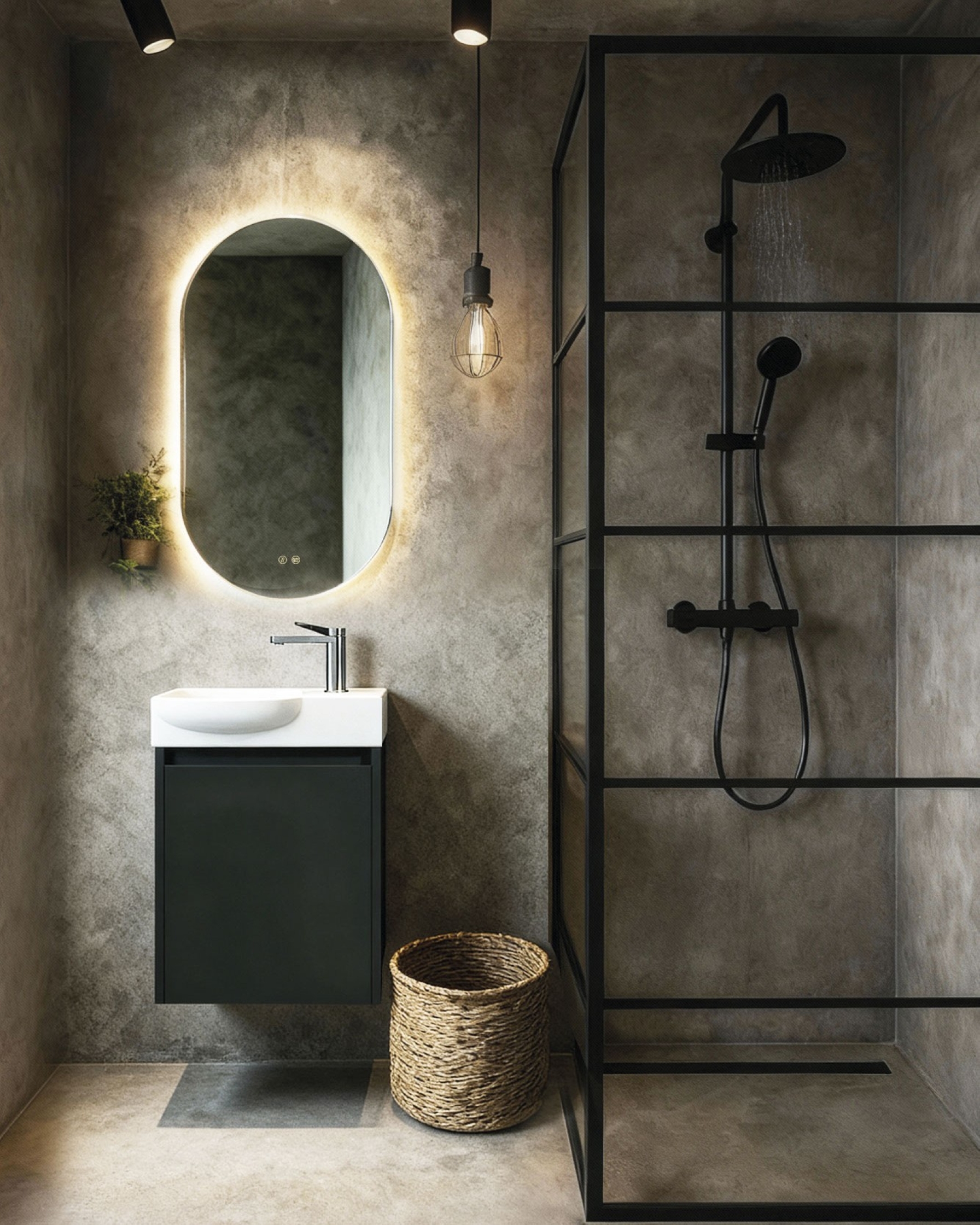 Mueble de baño Slim Curvo de 45 cm con 1 puerta en acabado color 51, de diseño compacto y líneas curvas para espacios reducidos.